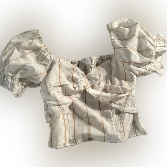 Sage the Label Amari White Stripe Twist Front Top Size Medium from Revolve - Picture 6 of 8